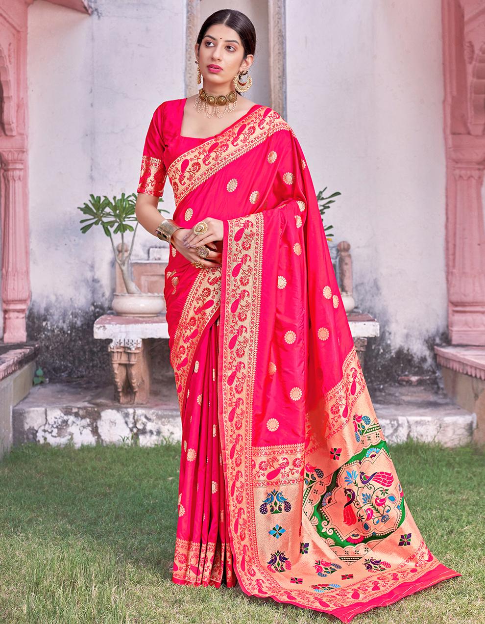 Red Silk Saree With Blouse SD25772