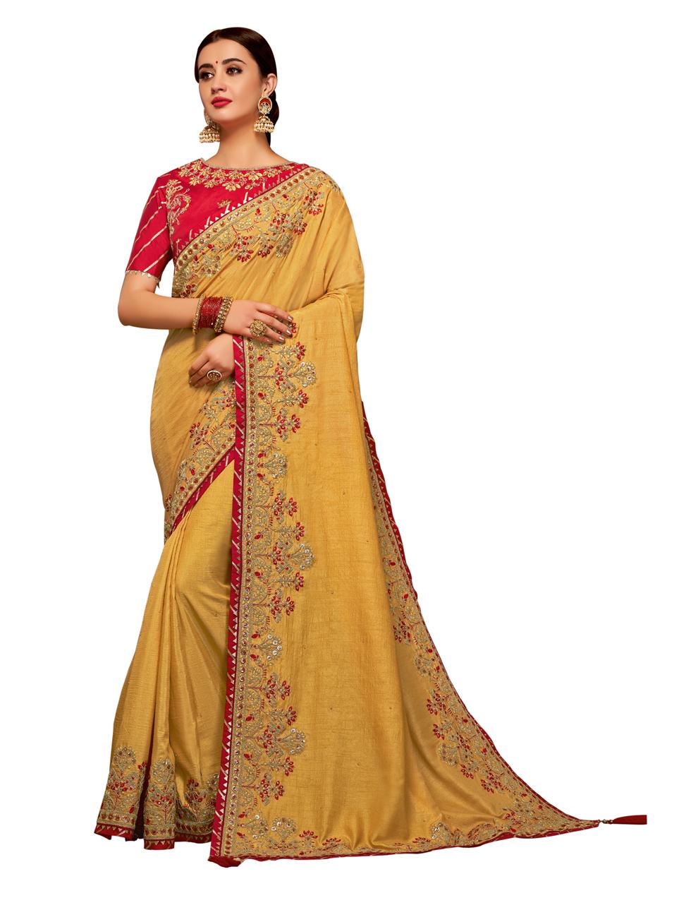 Yellow Dual tone silk georgette Saree With Blouse MH23157
