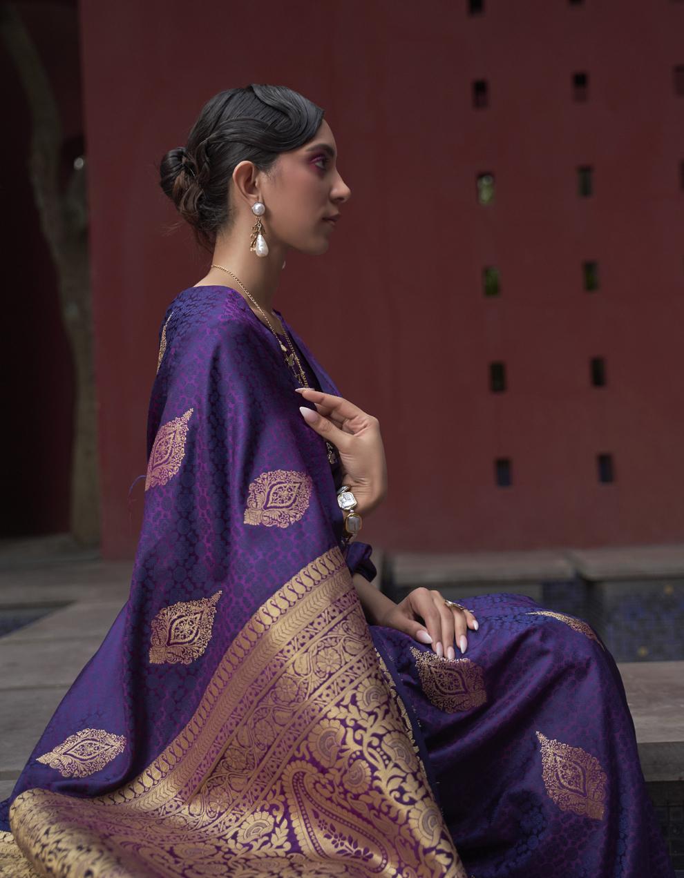 Purple PURE SILK Saree for Women With Blouse SD28238