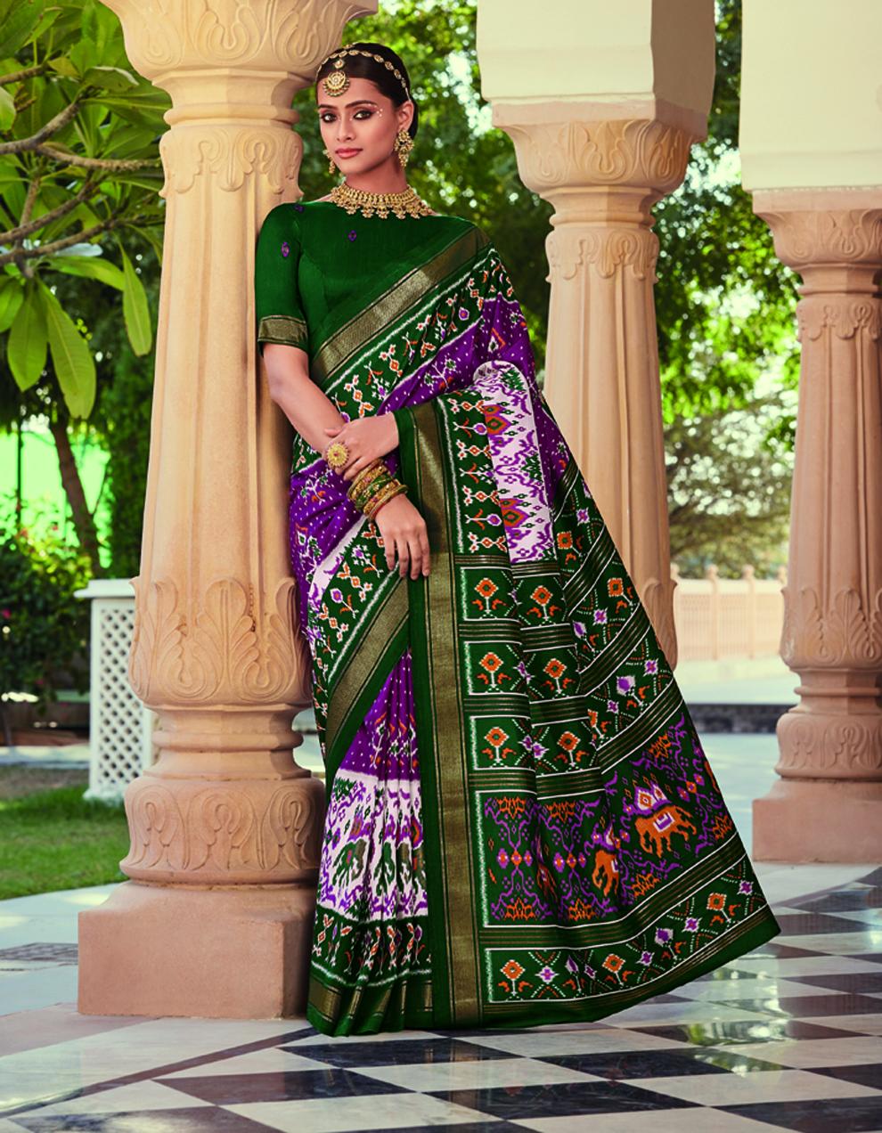 Purple PATOLA SILK  Saree for Women With Blouse SD28747