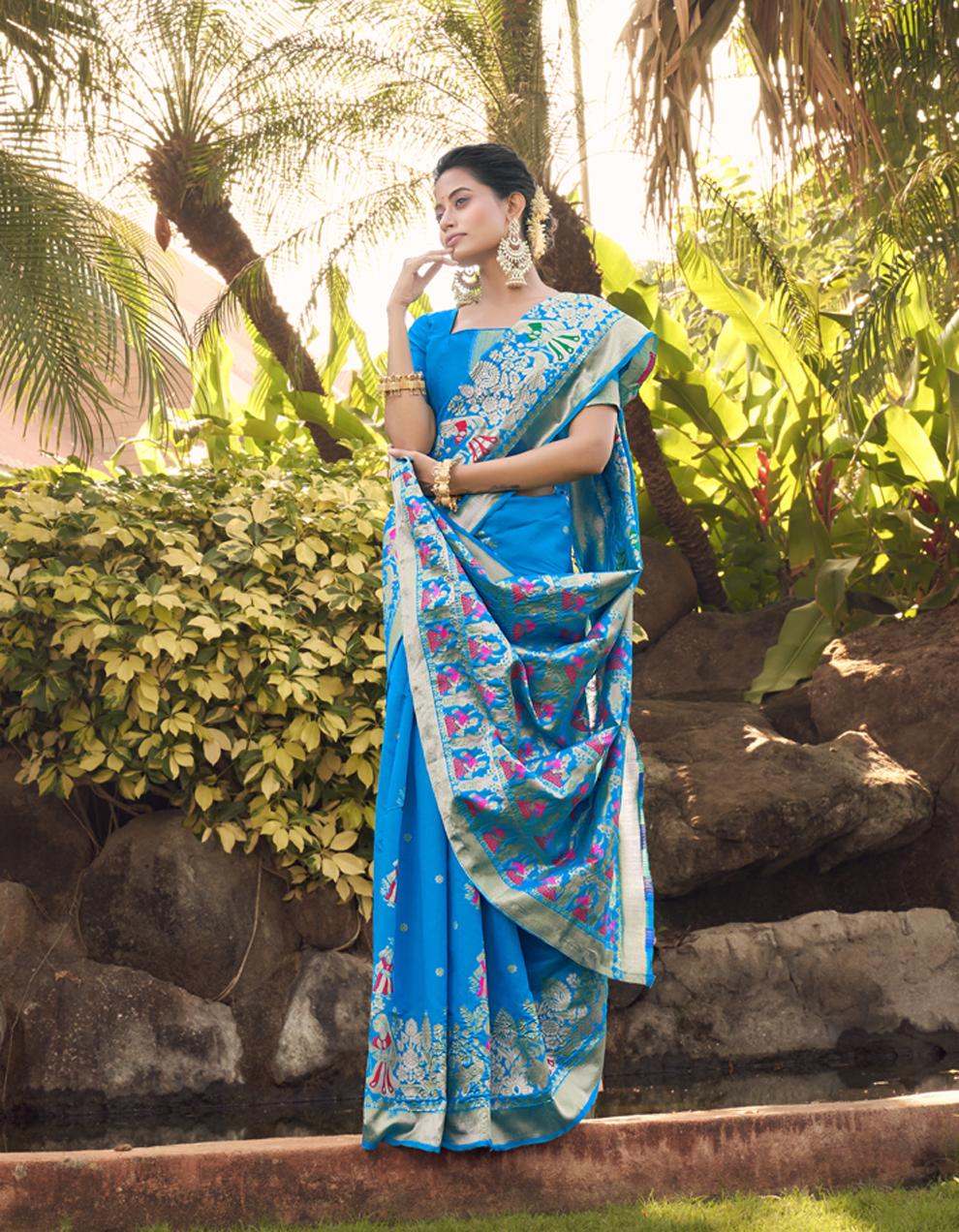 blue SOFT SILK Saree for Women With Blouse SD28636
