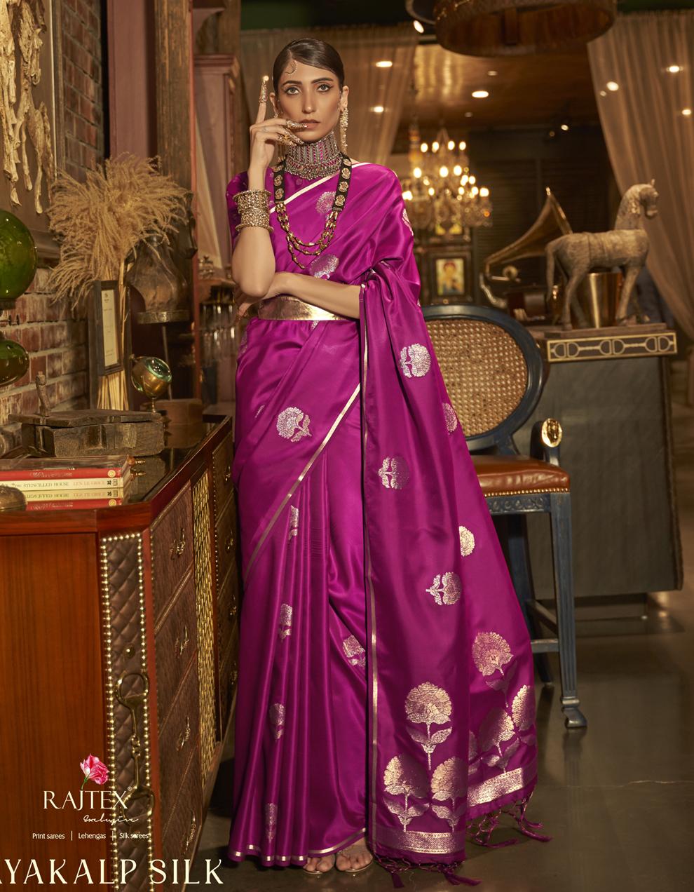Purple PURE SATIN Saree for Women With Blouse SD28225