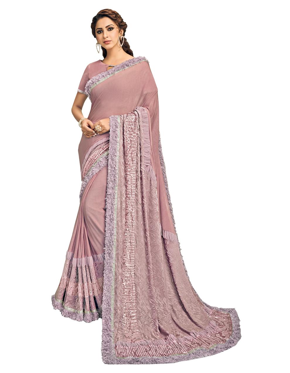 Onion pink Lycra Saree With Blouse MH22530