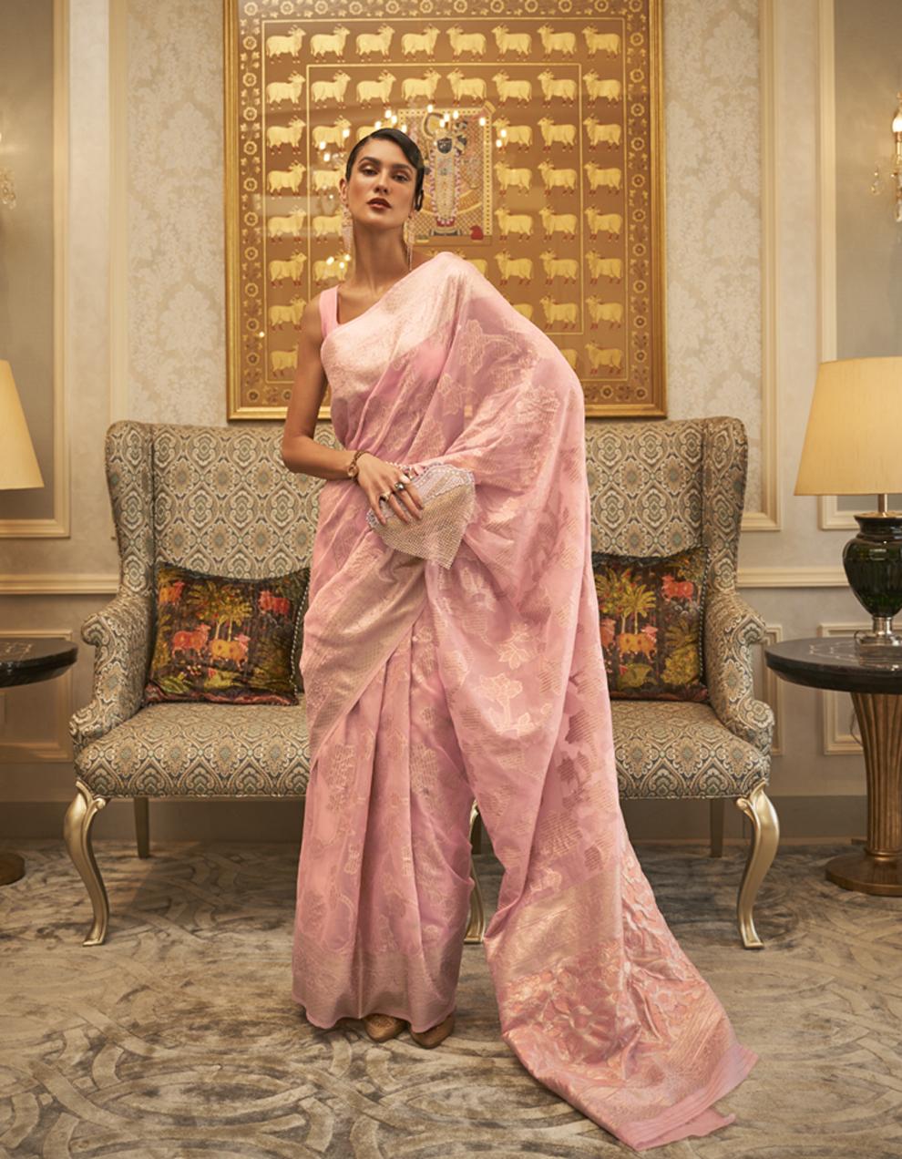 Pink Art Silk Saree for Women With Blouse SD28043