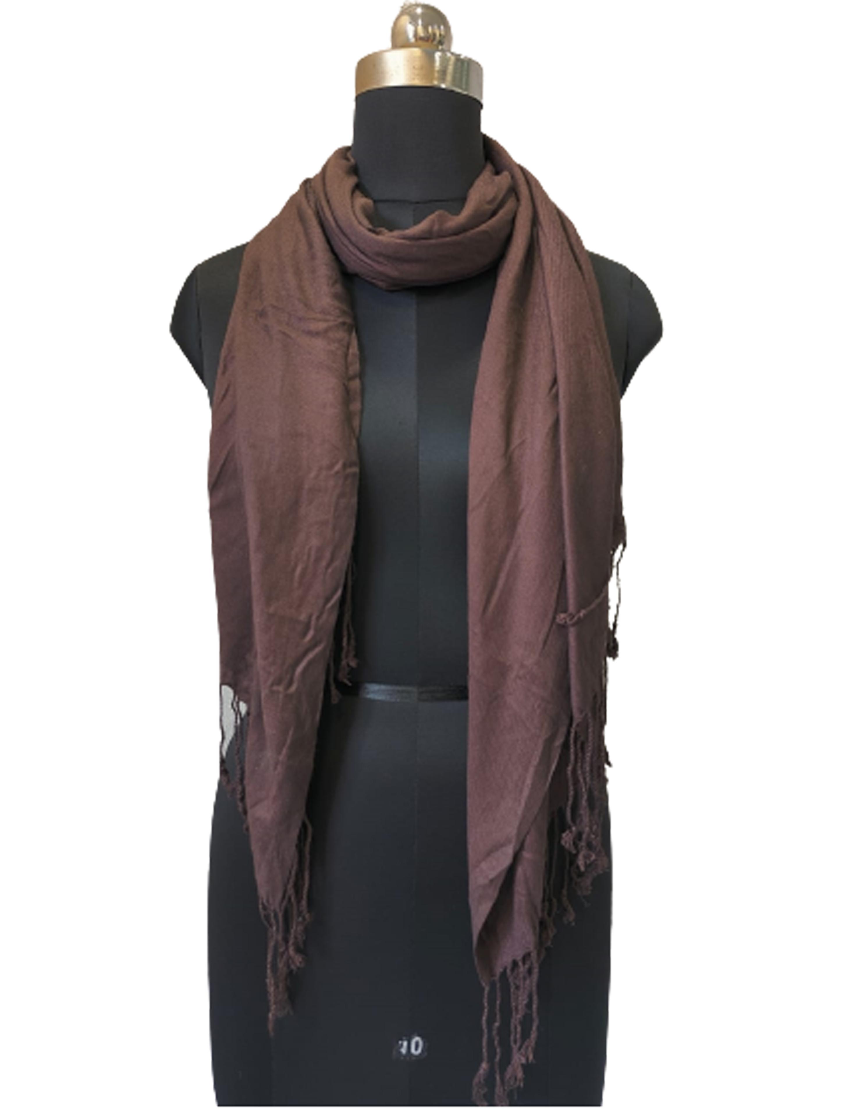 Brown Plain Viscose Woolen Winter Wear Scarves/Stoles for Women ST105