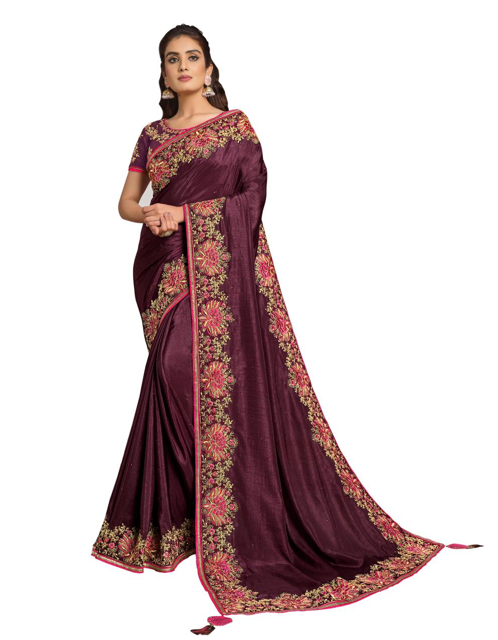Mauve Pink Silk Georgette Saree With Blouse MH25086