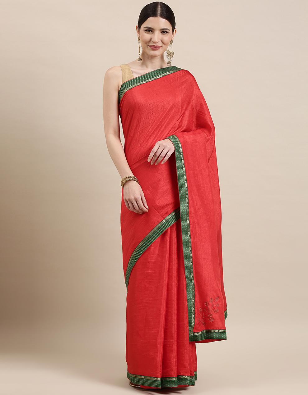 Red Silk Saree With Blouse IW26551