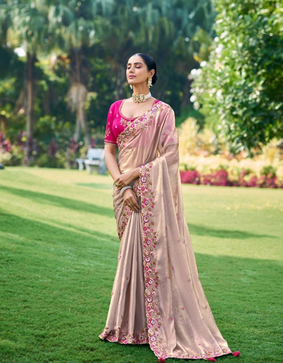Pink Dola Silk Saree for Women With Blouse SD28920