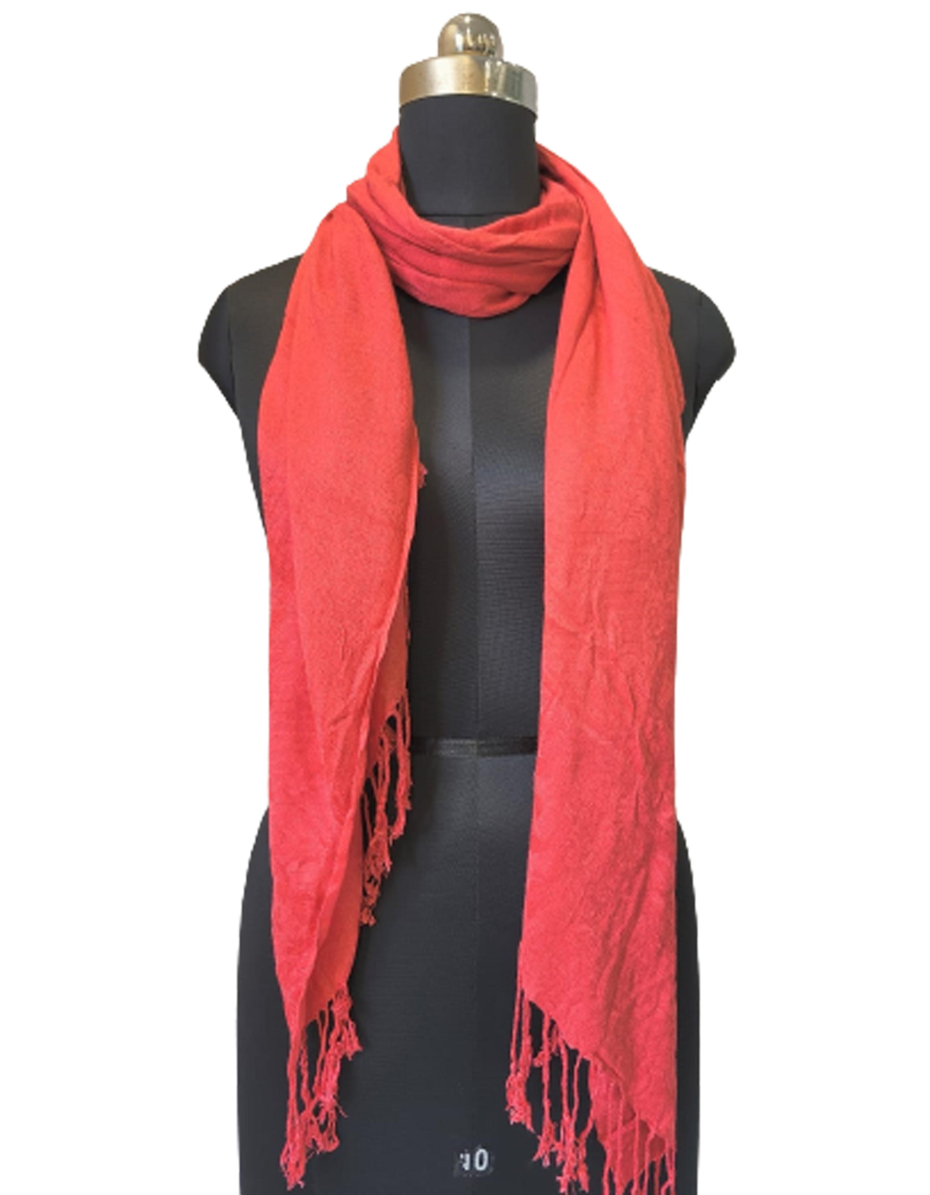 Red Plain Viscose Woolen Winter Wear Scarves/Stoles for Women ST106