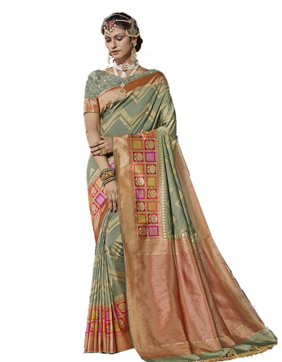 Multicolor Silk Saree With Blouse SD23835