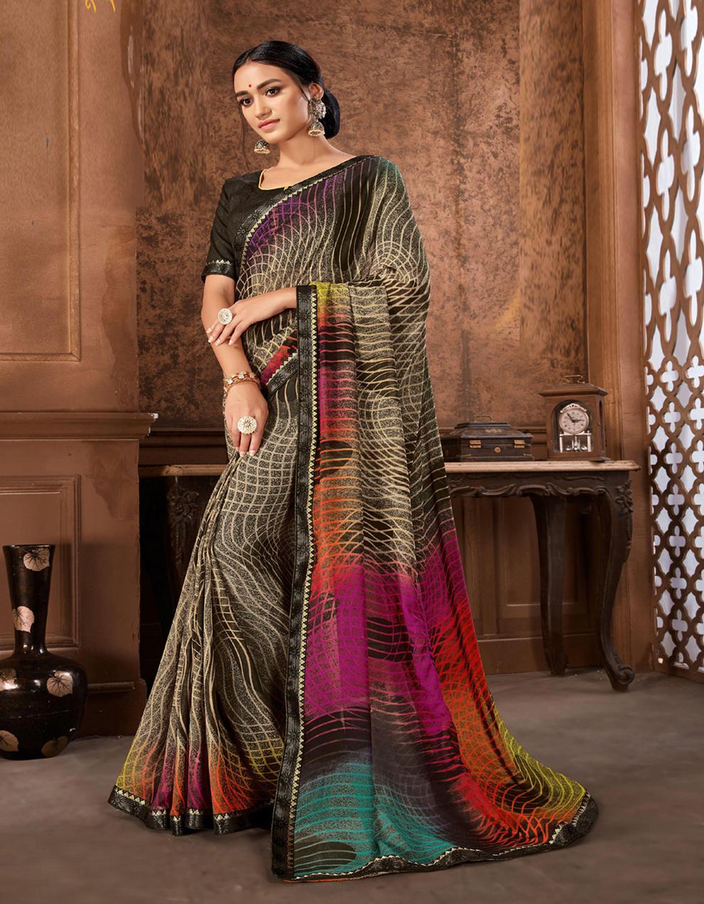 Brown  Georgette Saree With Blouse SD21542