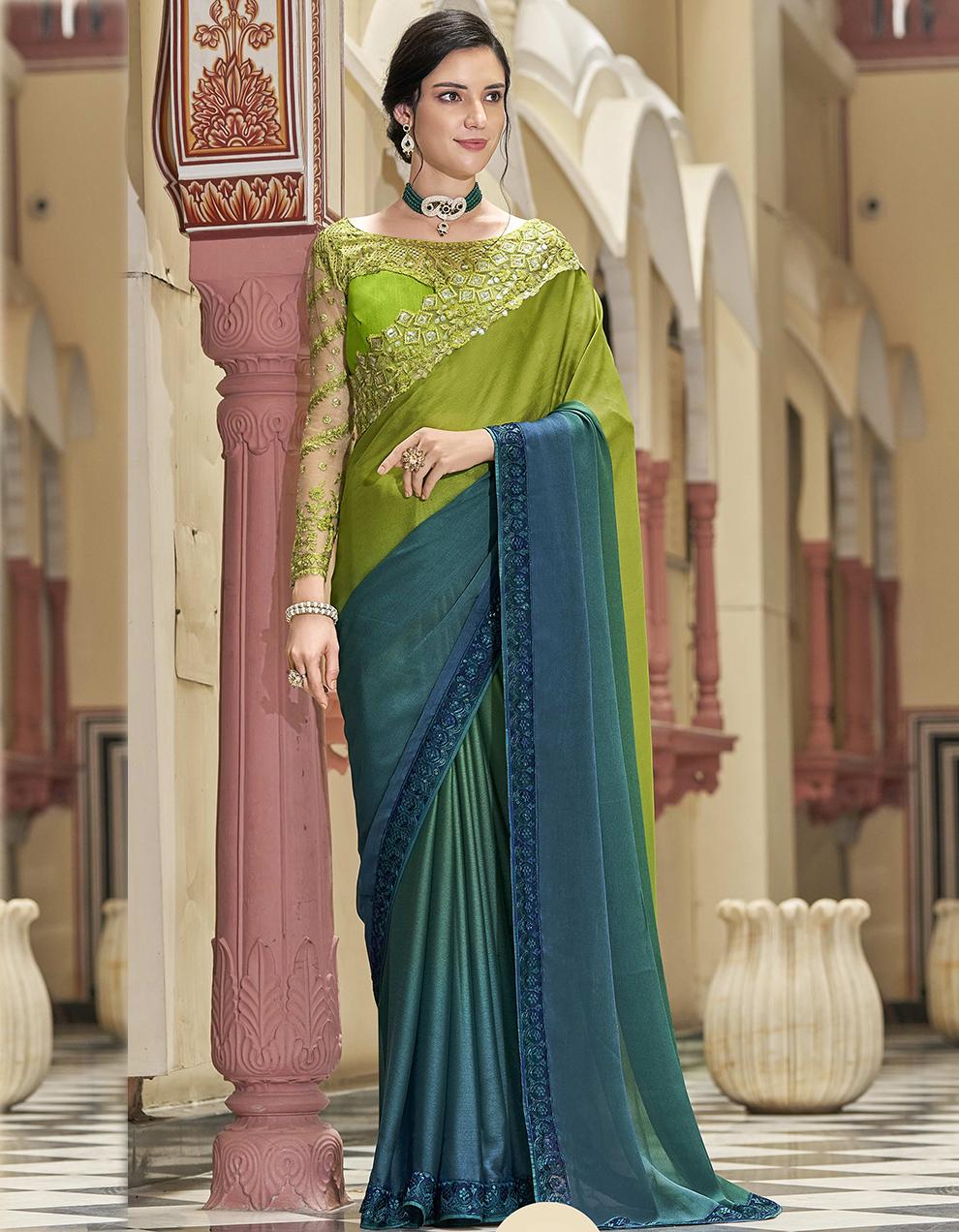 Peacock Green Silk Saree for Women With Blouse SD27105