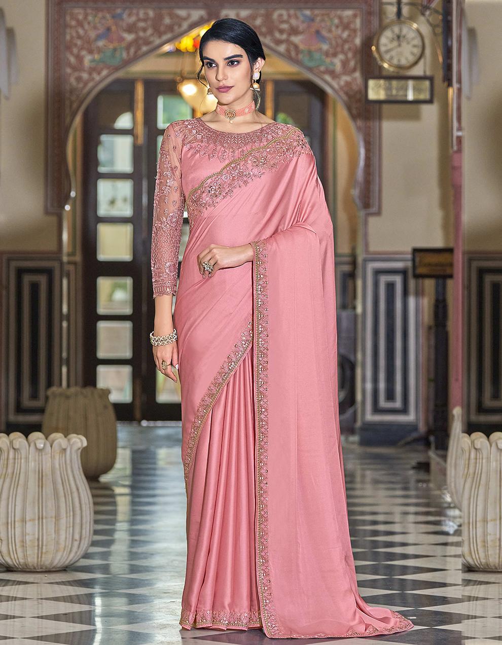Pink Silk Saree for Women With Blouse SD27092