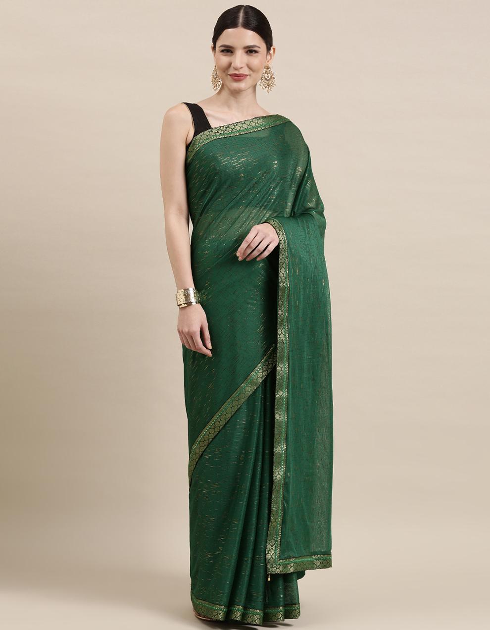 Green Imported Fabric Saree With Blouse IW26566