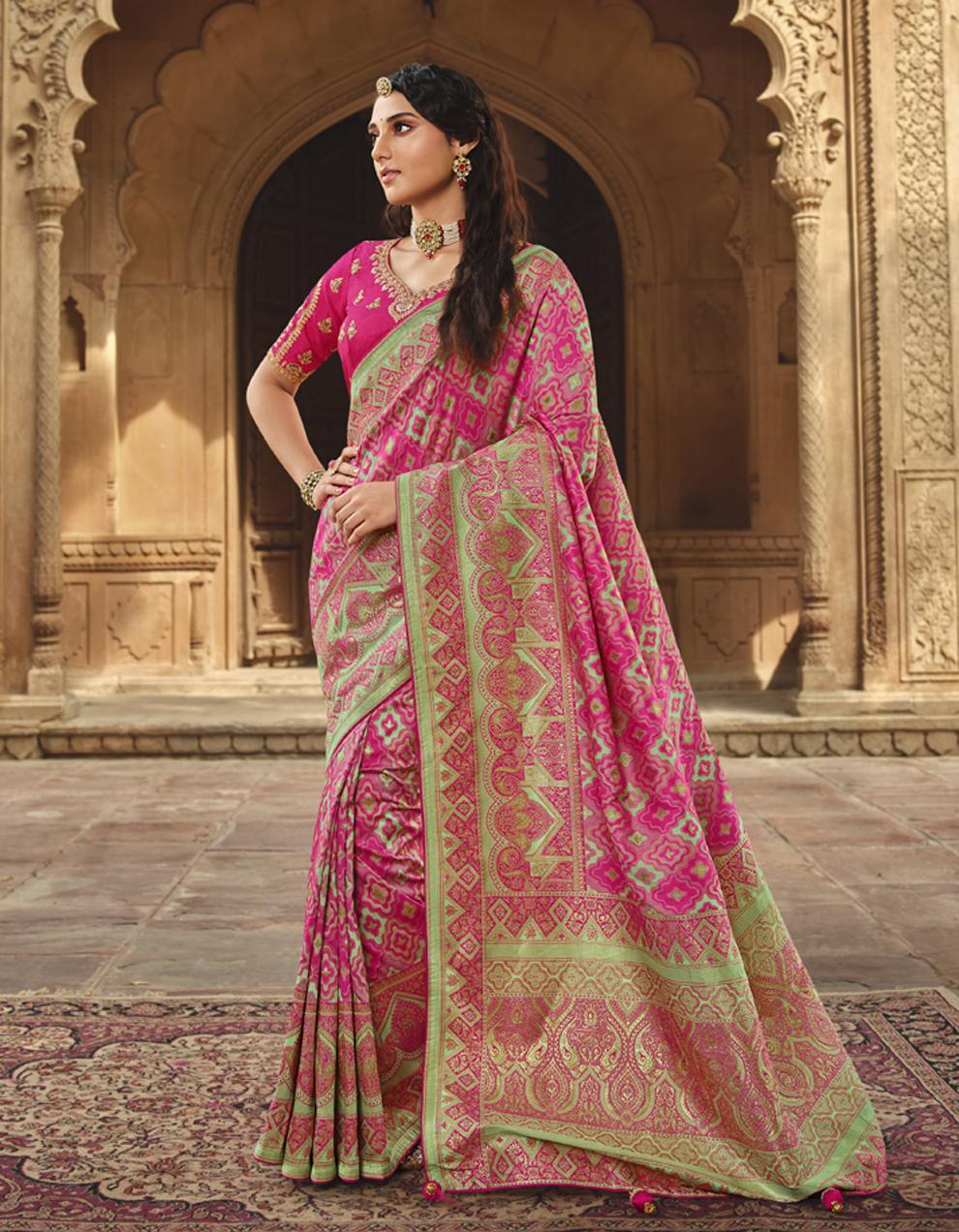 Pink SILK Saree for Women With Blouse SD28495