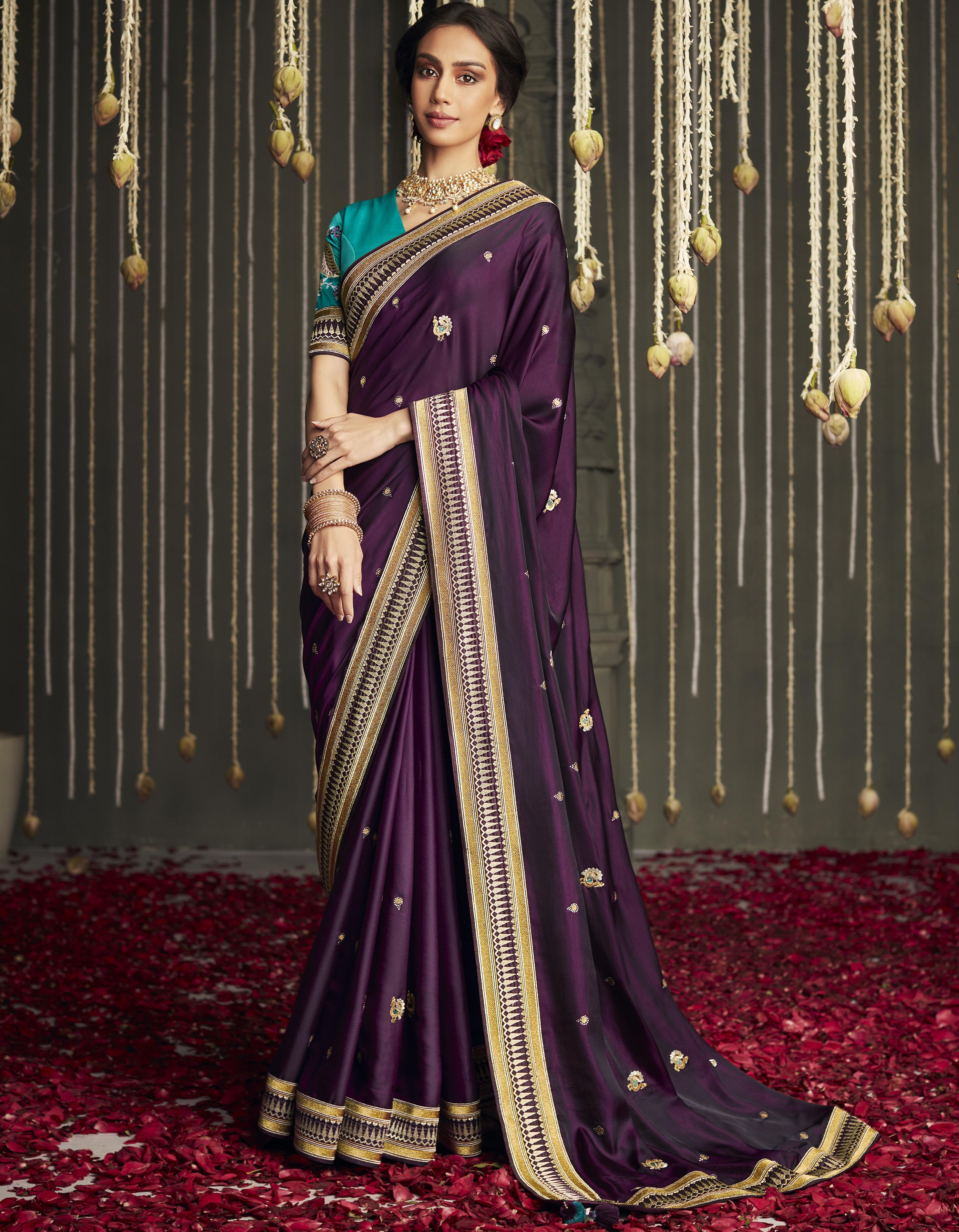 Wine Fancy Silk Party Wear Saree for Women With Blouse SD27273
