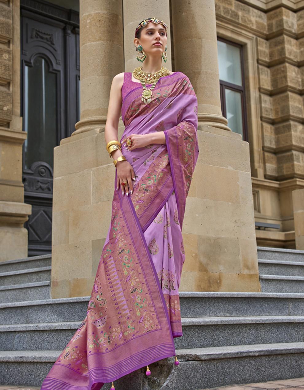 PURPLE Art Silk Saree for Women With Blouse SD29006