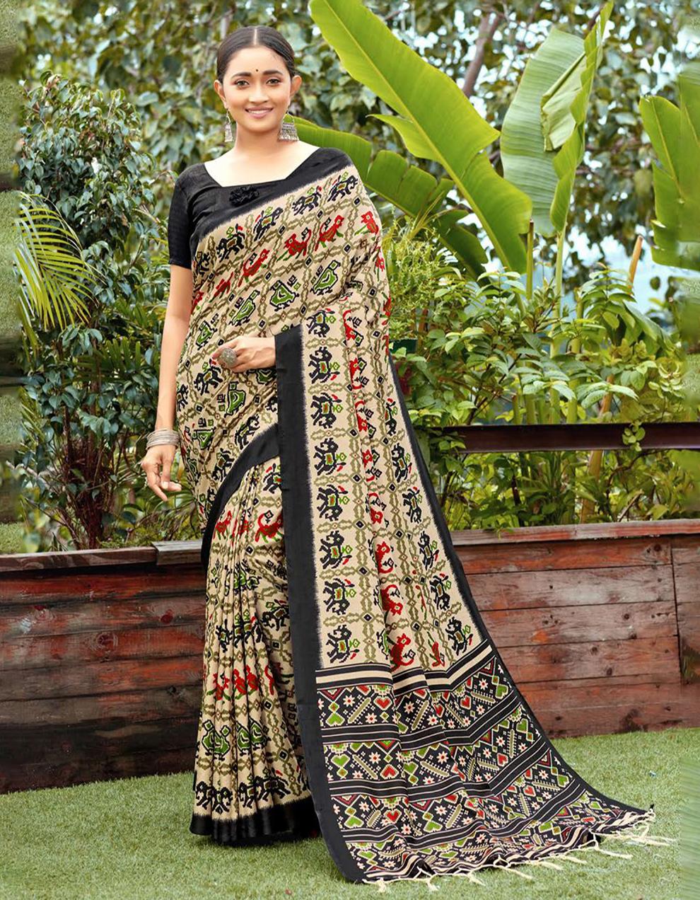 Multi Pashmina Cotton Saree With Blouse MK25906