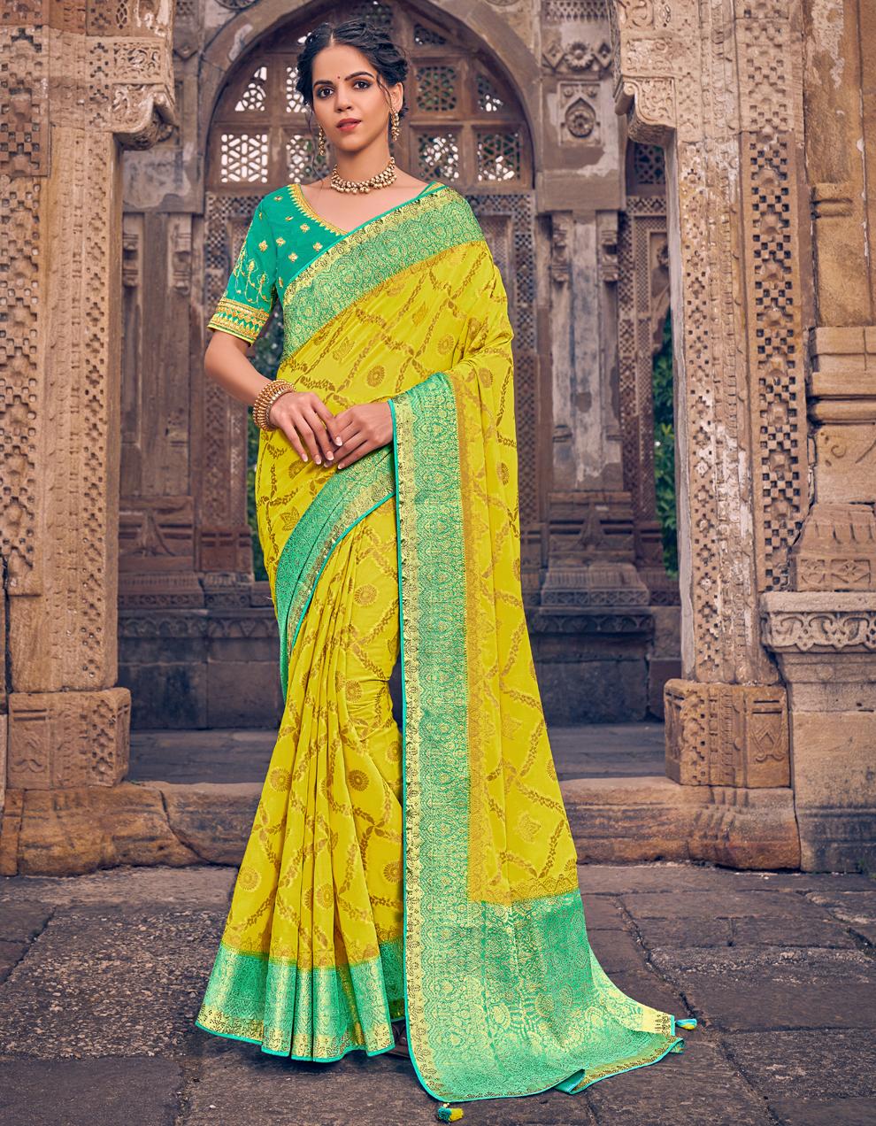Green Georgette Saree for Women With Blouse SD27856