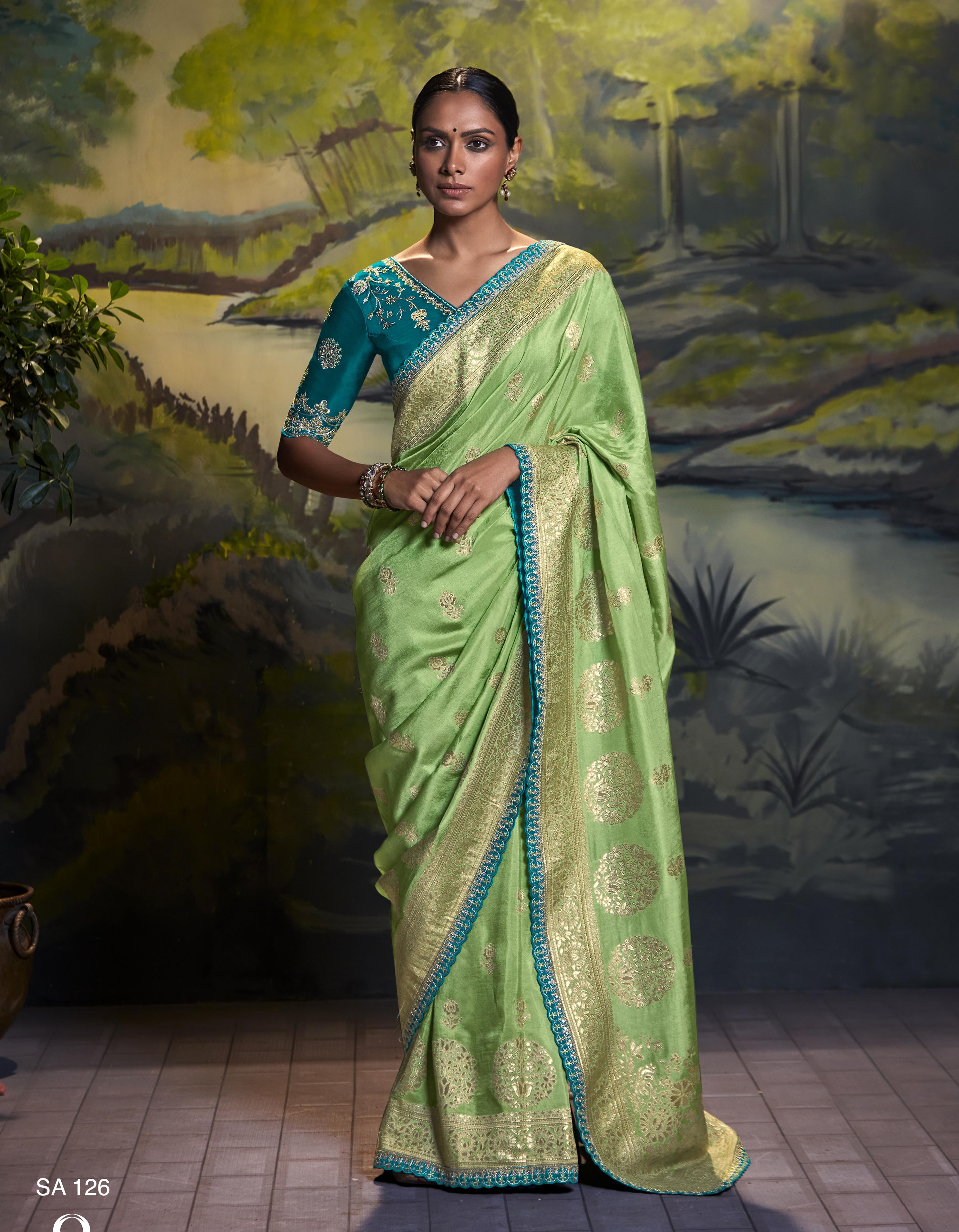 Green Fancy Silk Party Wear Saree With Blouse SD27132