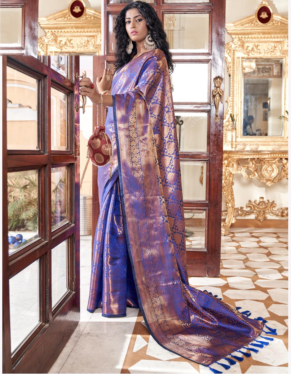 Blue Soft Silk Saree for Women With Blouse SD27669