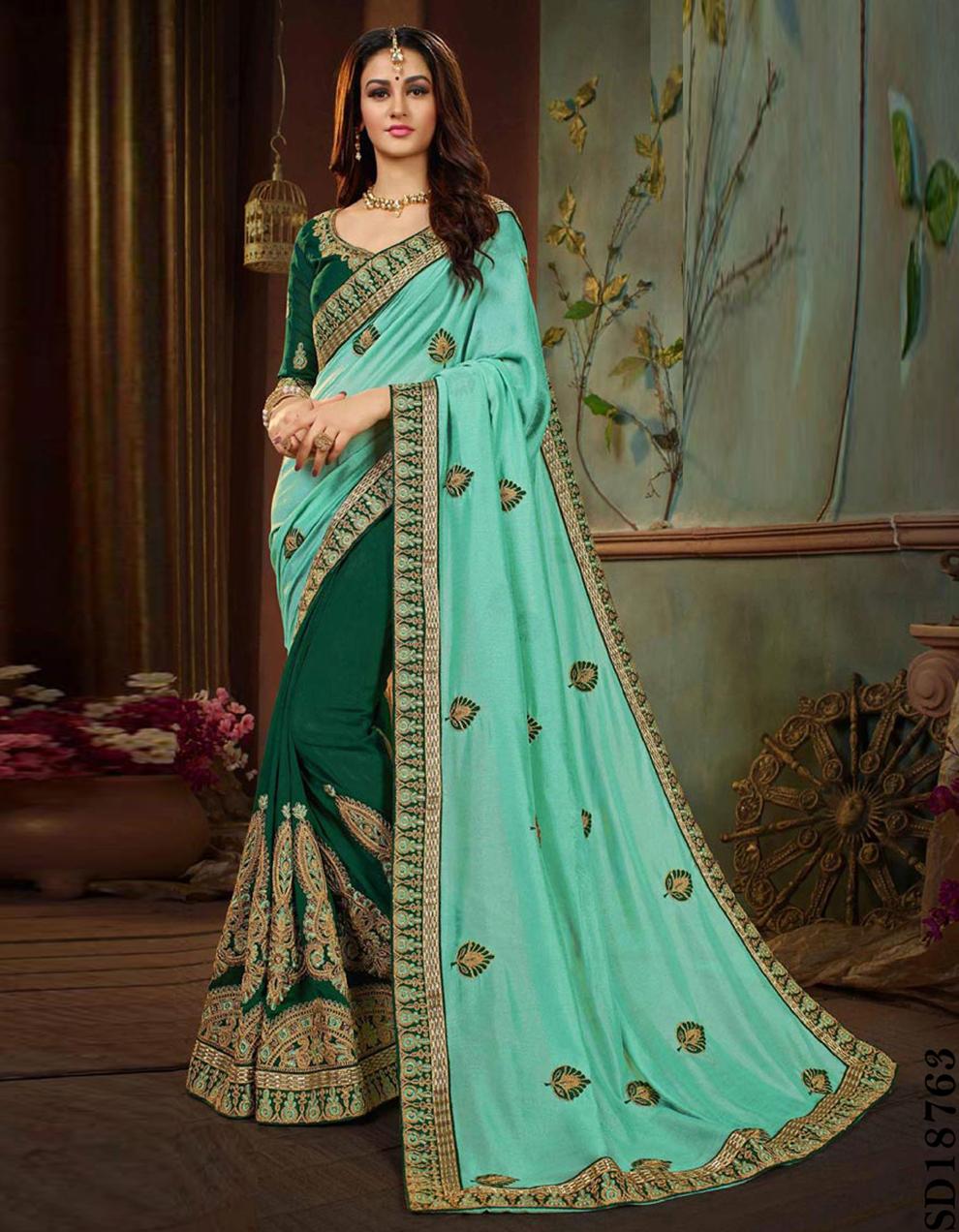 Green Silk Saree With Blouse SD18763