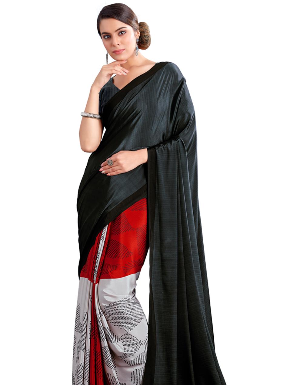 white CREPE SILK Saree for Women With Blouse SD28786