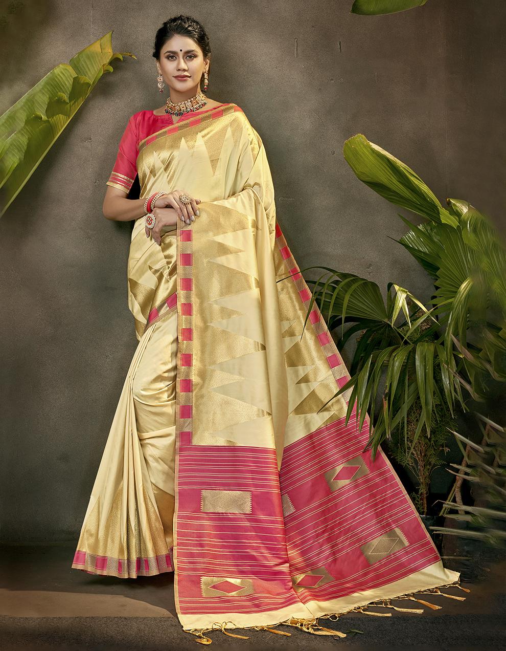 Multicolor Lichi Silk Saree With Blouse SD24116