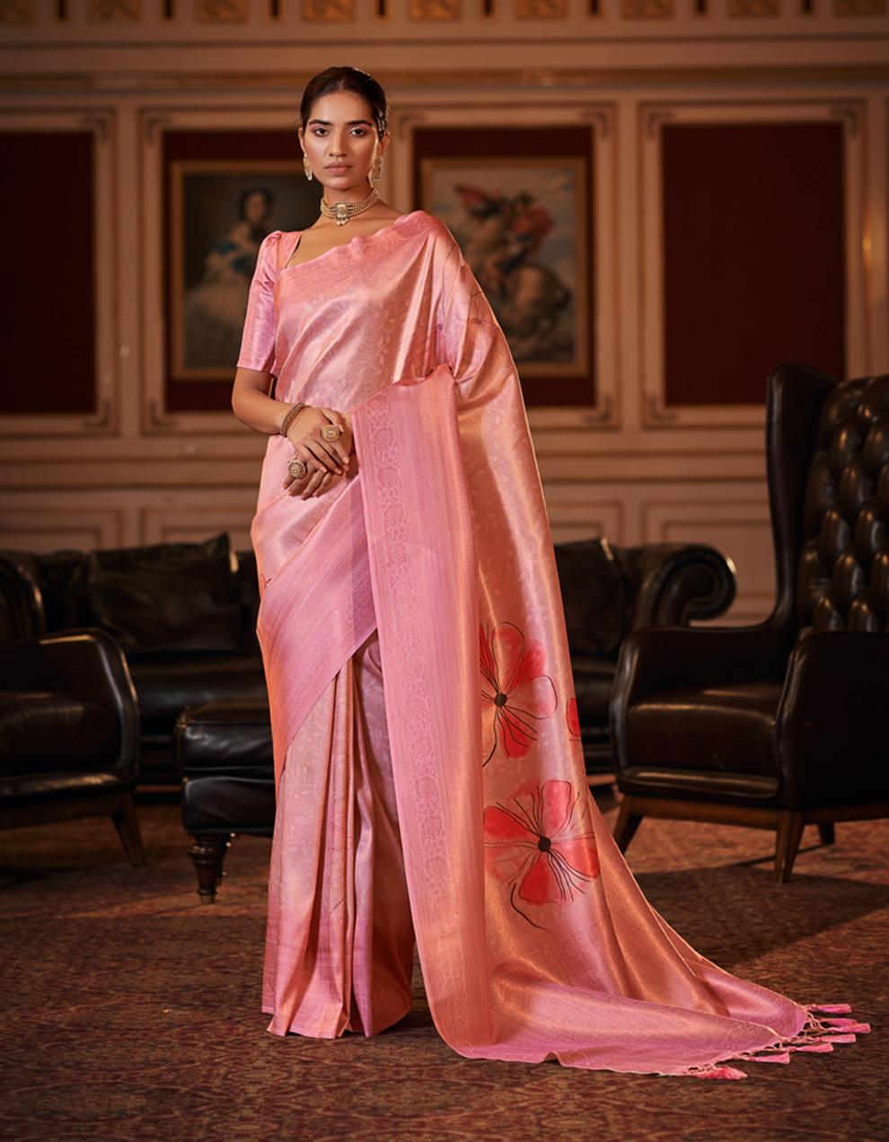 Pink SOFT SILK Saree for Women With Blouse SD28654