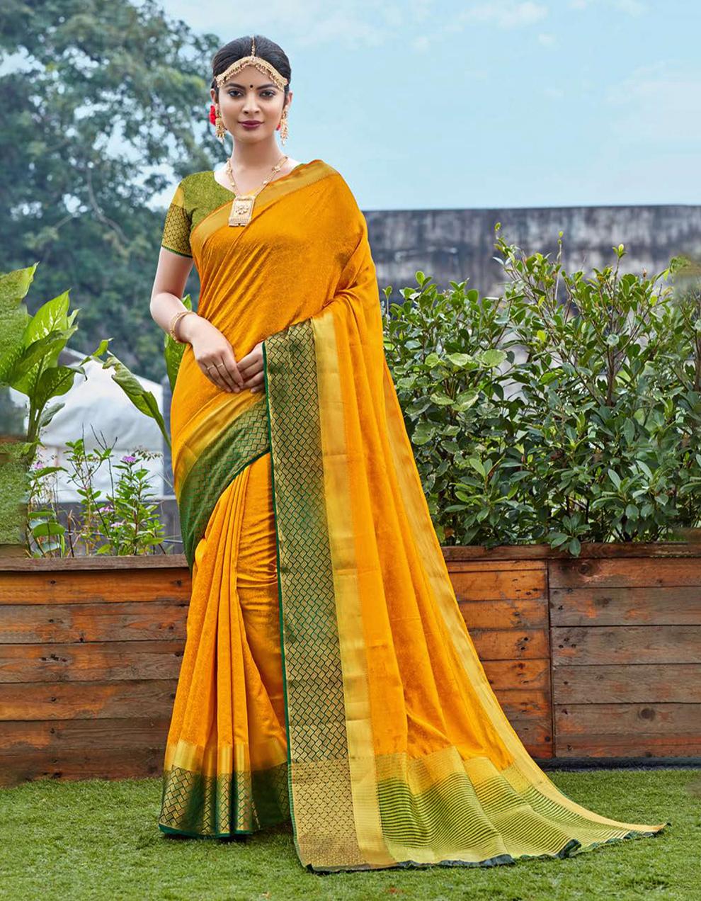 Yellow  Art Silk Saree With Blouse MK25881