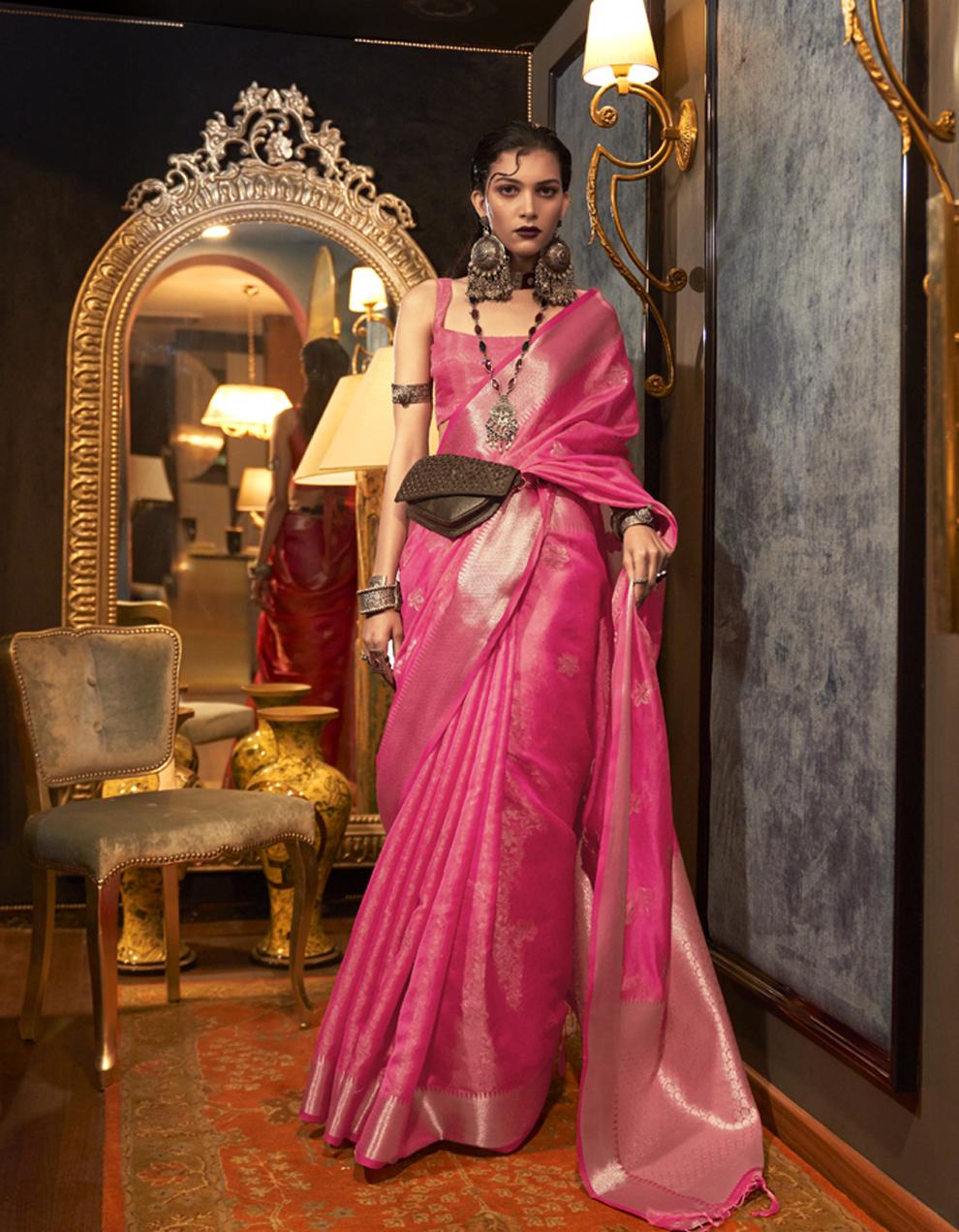 Pink  Art Silk Saree for Women With Blouse SD28163