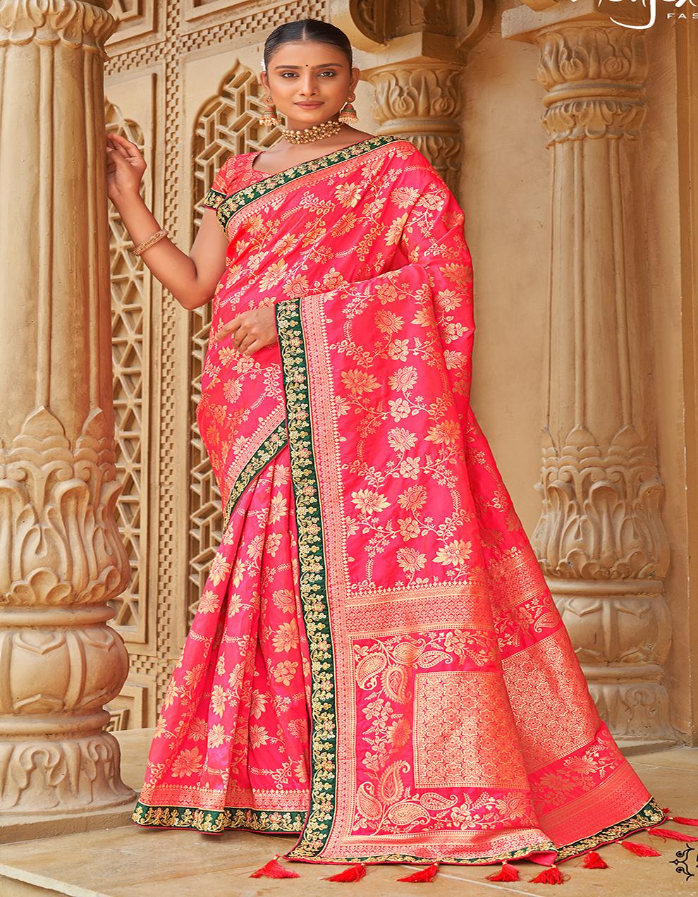 Pink Banarasi Silk Party Wear Saree for Women With Blouse SD27170