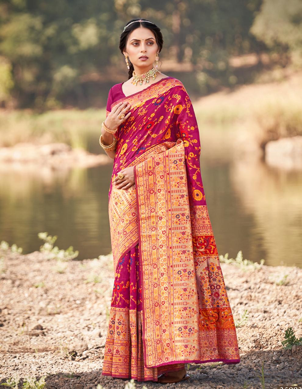 Red ART SILK Saree for Women With Blouse SD28577