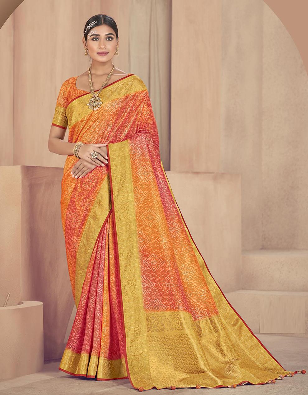 Multicolor Raw Silk Saree With Blouse SD25841