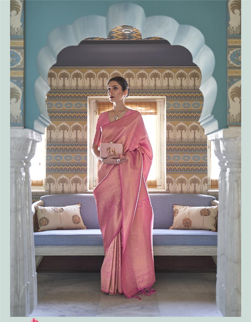 Pink PURE SILK Saree for Women With Blouse SD28034