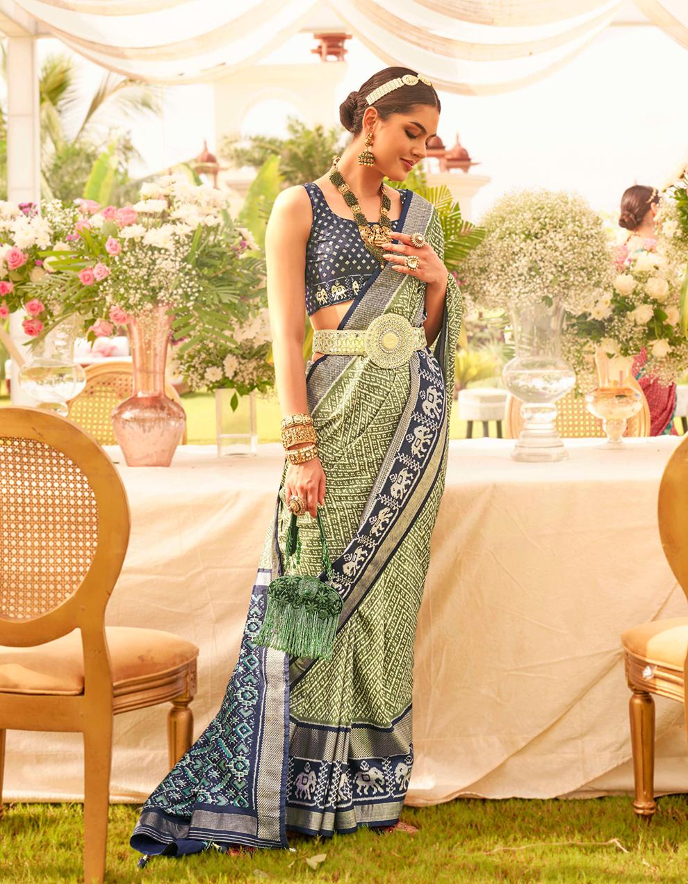 GREEN Art Silk Saree for Women With Blouse SD29165