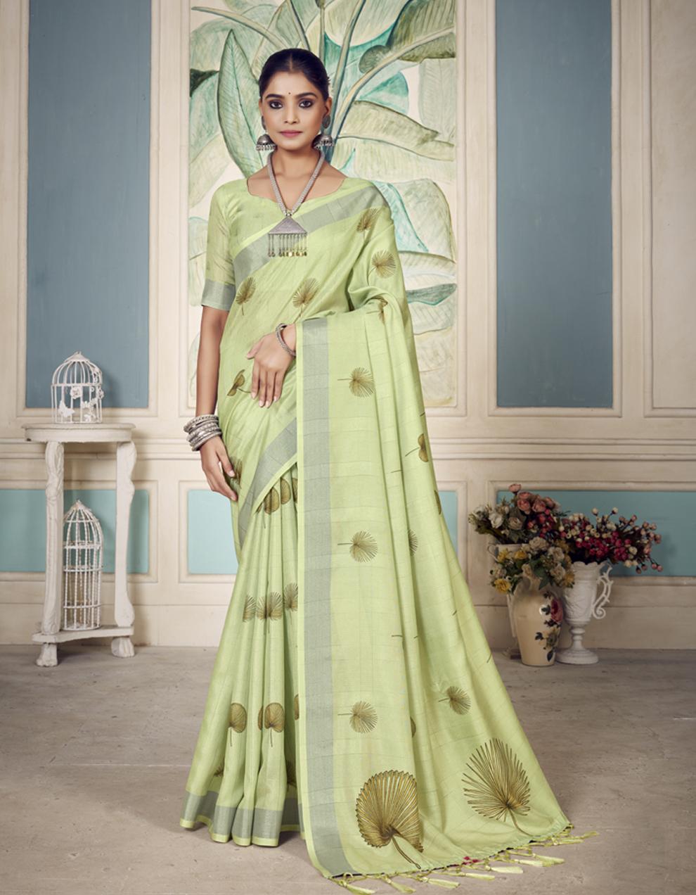 green SOFT COTTON Saree for Women With Blouse SD28679