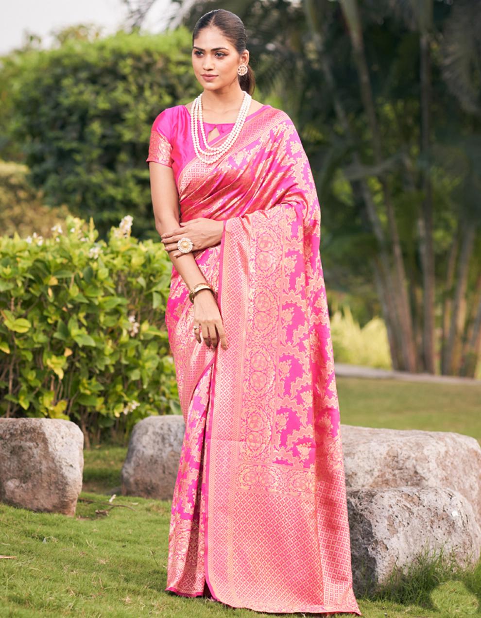 Pink SOFT SILK Saree for Women With Blouse SD28630