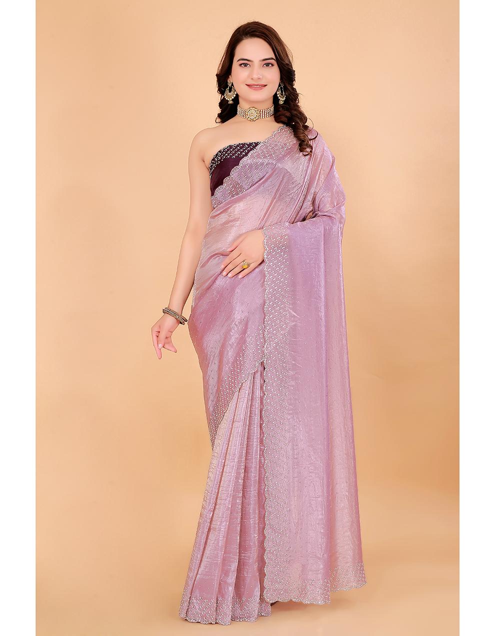 Purple Crush Art Silk And Net Saree for Women With Blouse SK29168