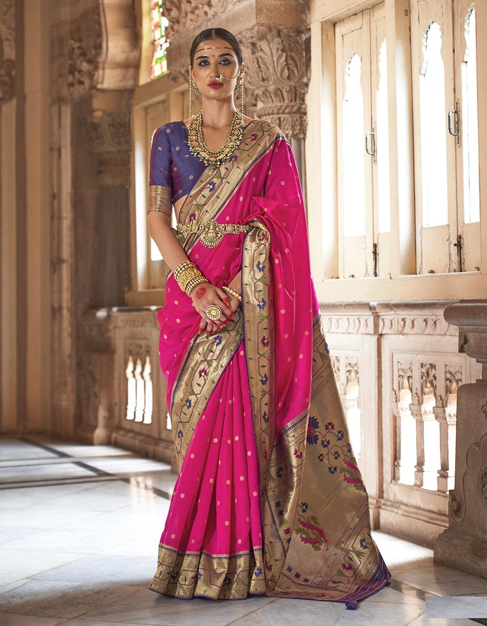PINK Art Silk Saree for Women With Blouse SD29062