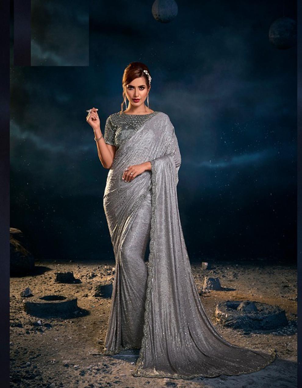 Grey Art Silk Saree for Women With Blouse SD28895
