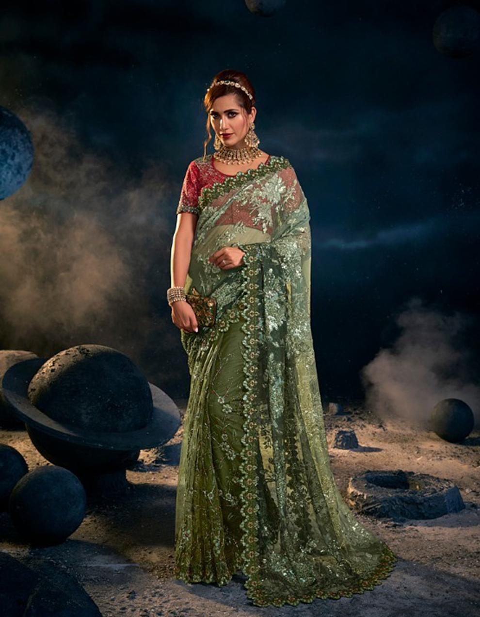Green Art Silk Saree for Women With Blouse SD28985