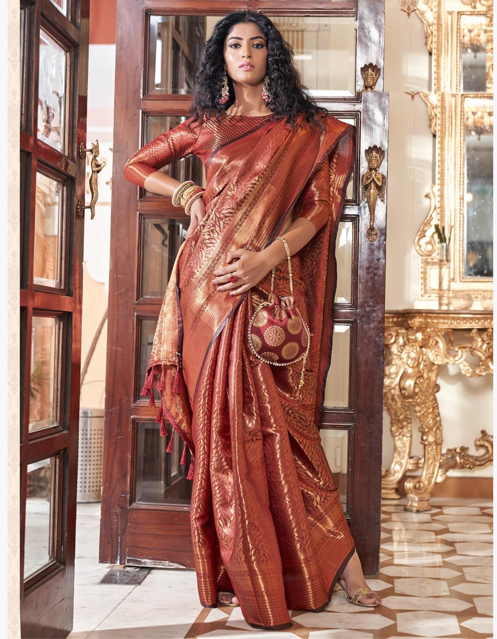 Brown Soft Silk Saree for Women With Blouse SD27666