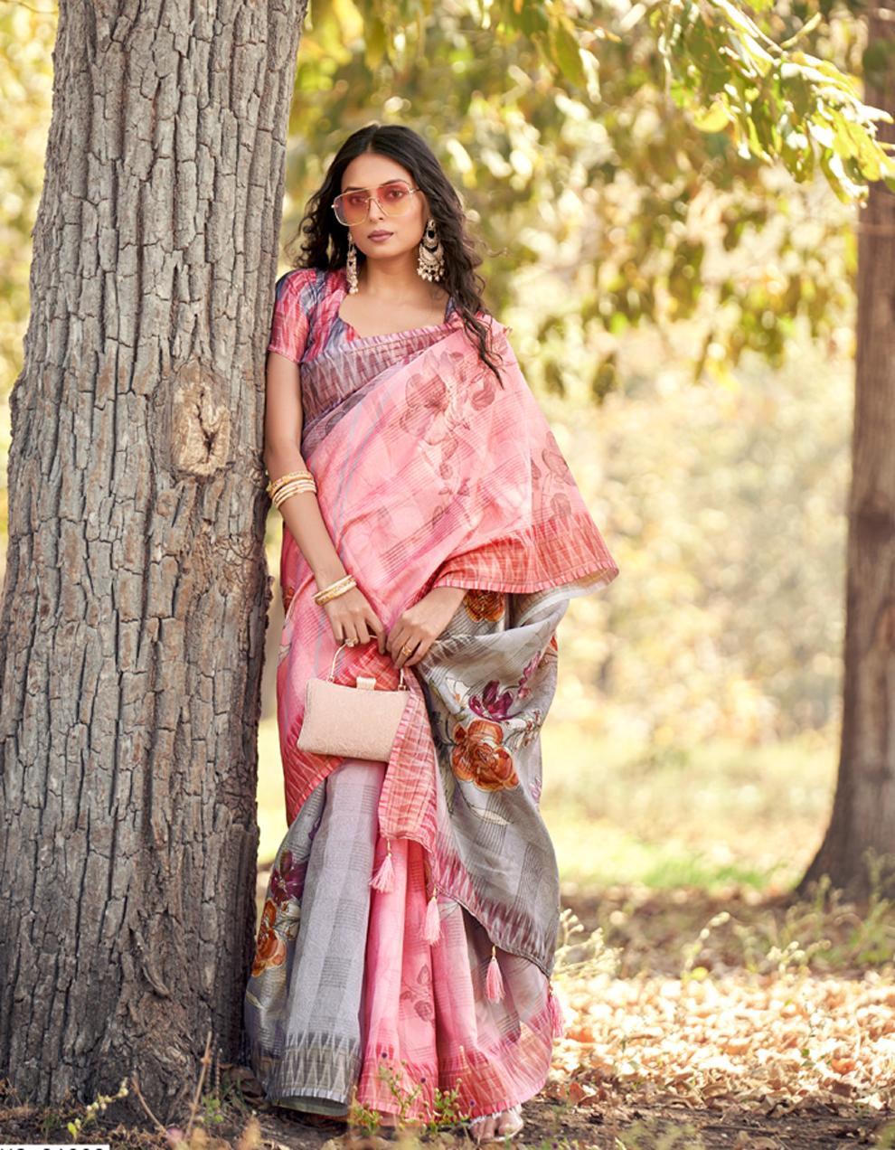 Pink SOFT COTTON Saree for Women With Blouse SD28589