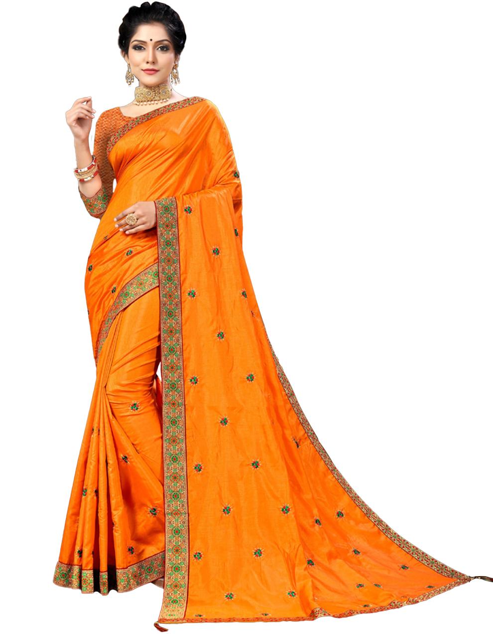 Yellow Vichitra silk Saree With Blouse IW23609