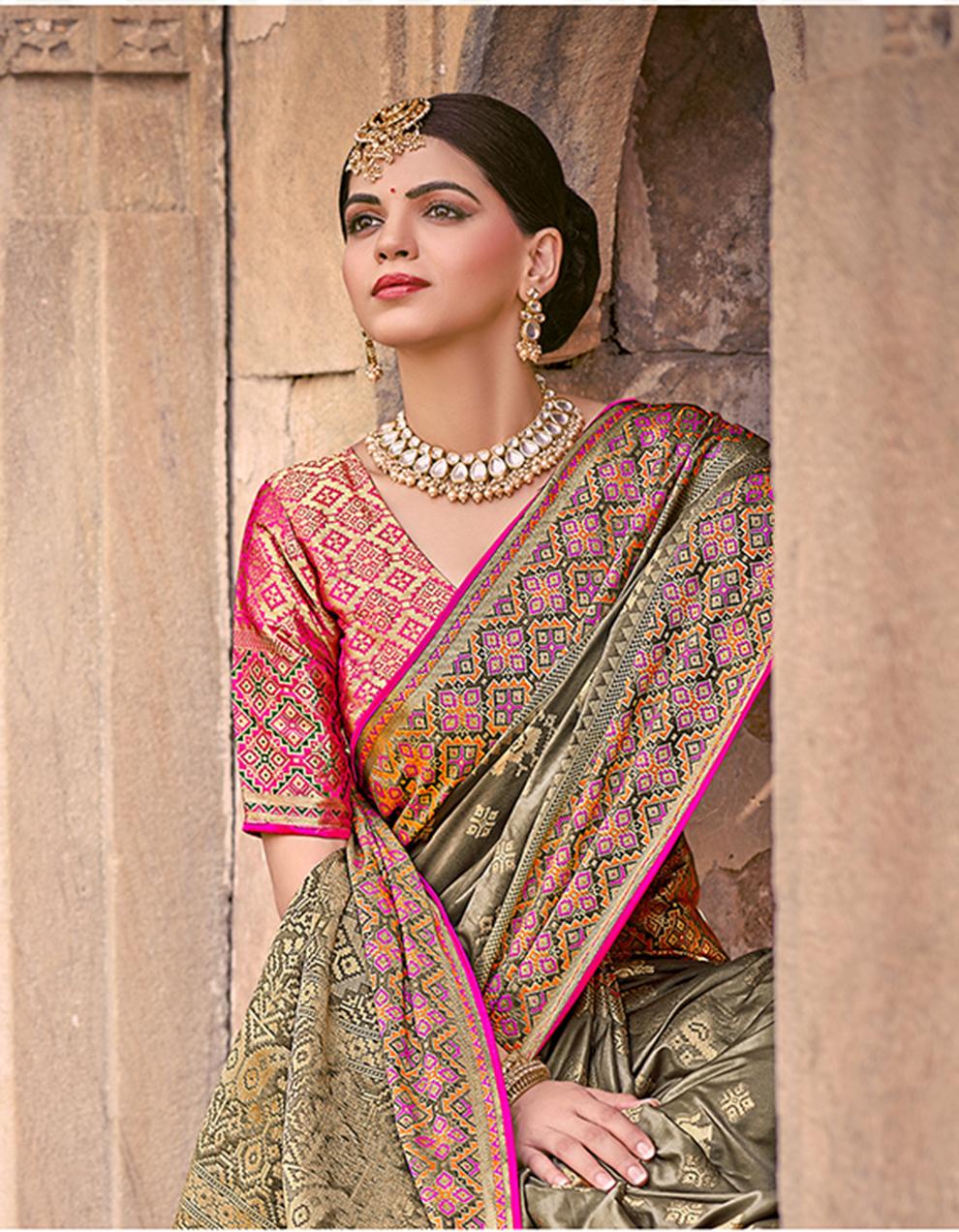Grey Fancy Fabric Saree for Women With Blouse SD27884