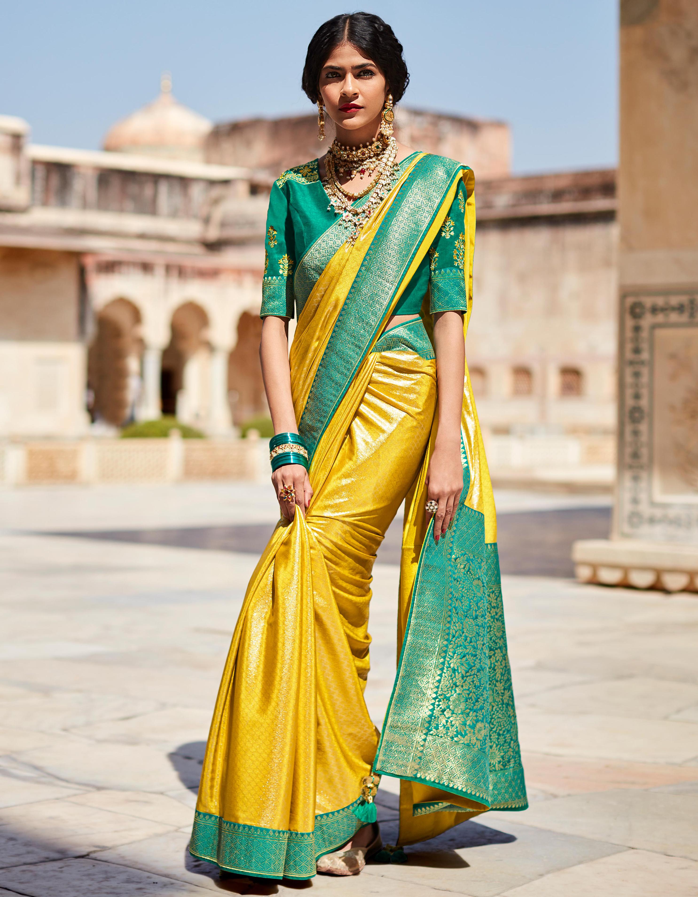 Yellow Silk Saree for Women With Blouse SD27233