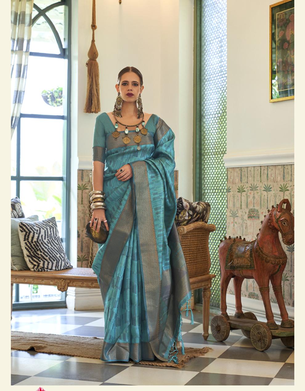 Blue Art Silk Saree for Women With Blouse SD28077
