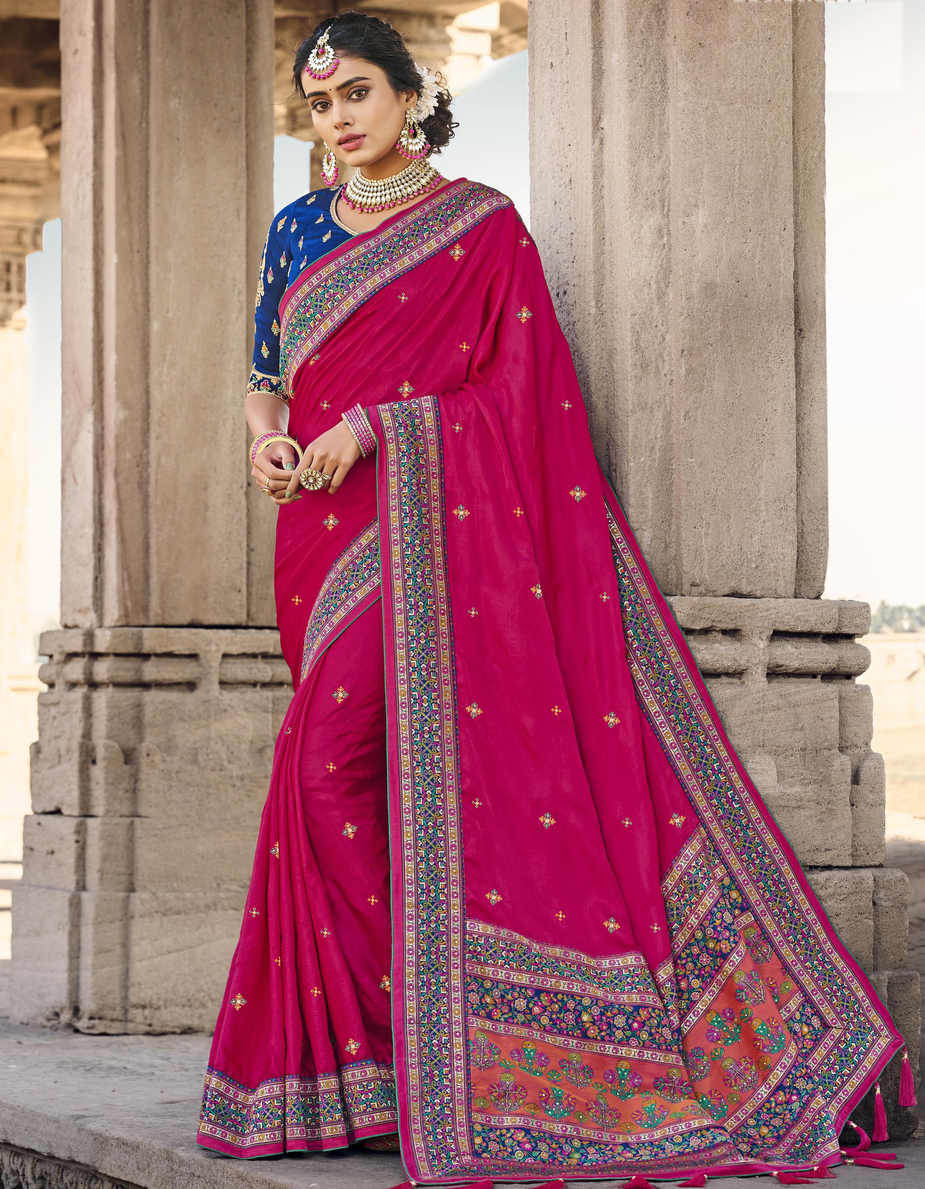 Pink Banarasi Silk Saree for Women With Blouse SD27261