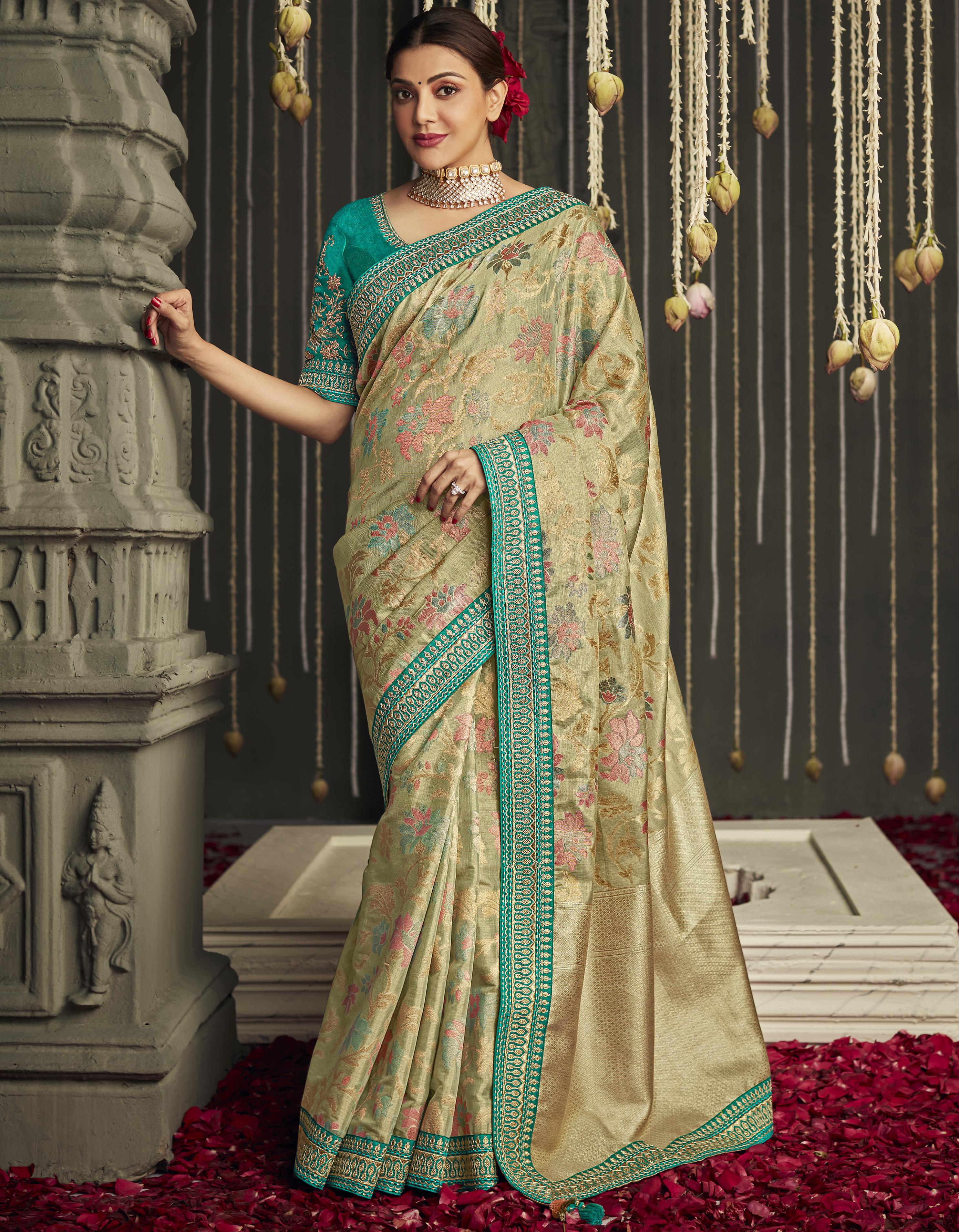 Light Green Fancy Silk Party Wear Saree for Women With Blouse SD27279